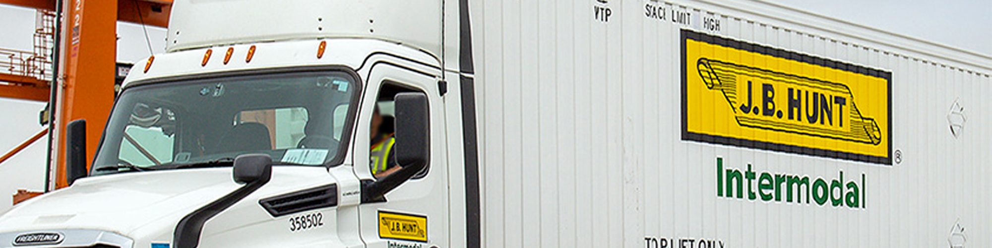 image of truck with J.B. Hunt Logo and Intermodal