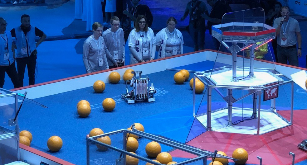 photo of robotics team during competition