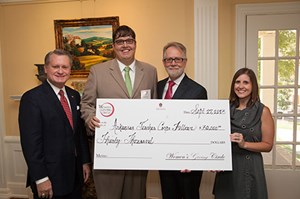 Photo of Chancellor G. David Gearhart, Melissa Werner, Benton Brown and Tom Smith with large check